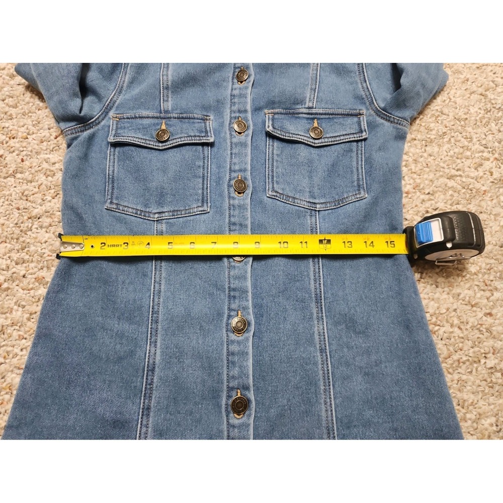 Z Supply Candice Knit Denim Dress Vintage Indigo Blue Mini Shirt Dress XS NWT - Picture 5 of 16